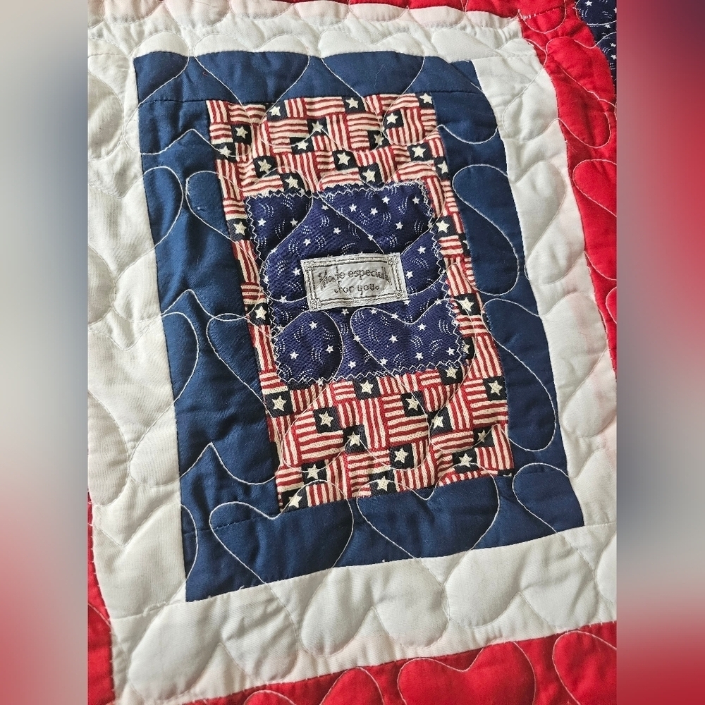 Handmade Quilt with Red and Blue Accents~Fireman - Picture 6 of 12